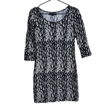 Forever 21 Womens Sz M Mini Dress Black and Cream Print Long Sleeve