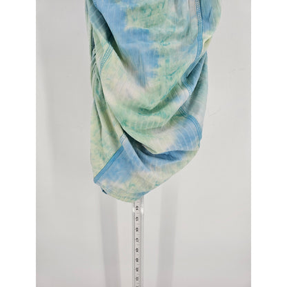 Derek Heart Womens Sz L Spaghetti Strap Fitted Midi Dress Blue Green Tie Dye