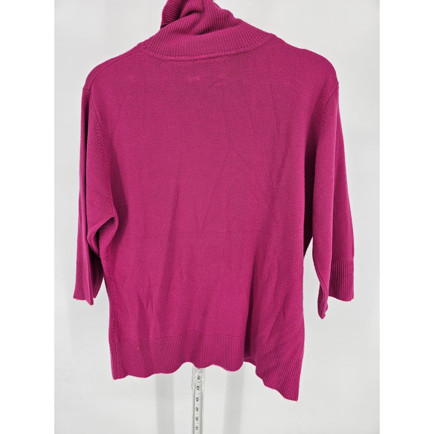 Vintage Kathie Lee Womens Sz XL 3/4 Sleeve Turtleneck Top Bright Pink