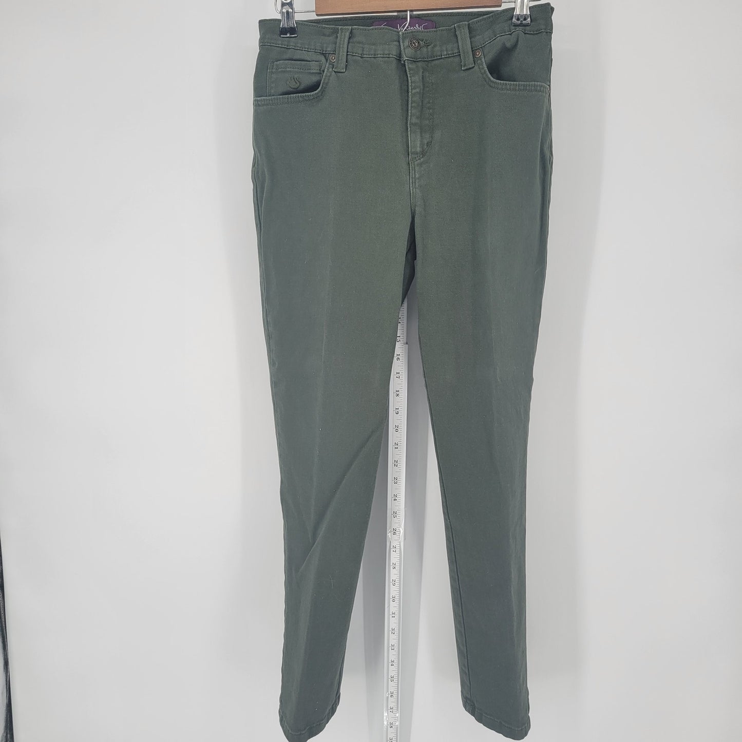 Gloria Vanderbilt Womens Sz 8P High Waist Slim Leg Jeans Olive Green