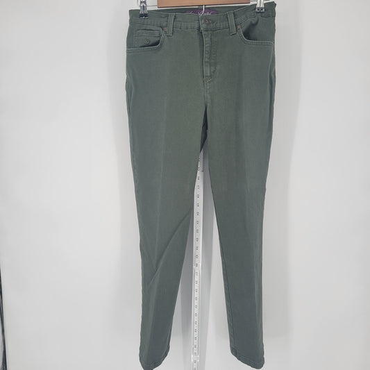 Gloria Vanderbilt Womens Sz 8P High Waist Slim Leg Jeans Olive Green