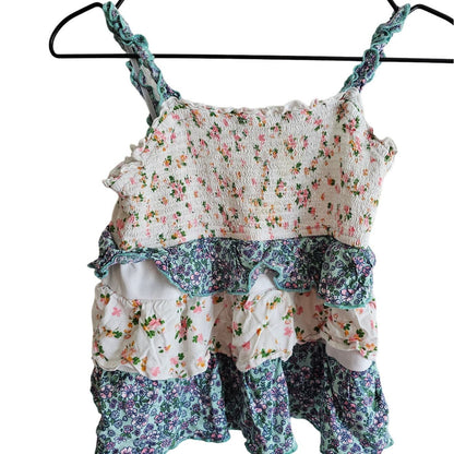 Willow Root Girls Sz L Sleeveless Blouse Ruffled layered Floral Boho