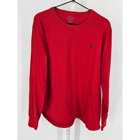 Polo Ralph Lauren Mens Sz L Long Sleeve Cotton T Shirt Red Custom Slim Fit