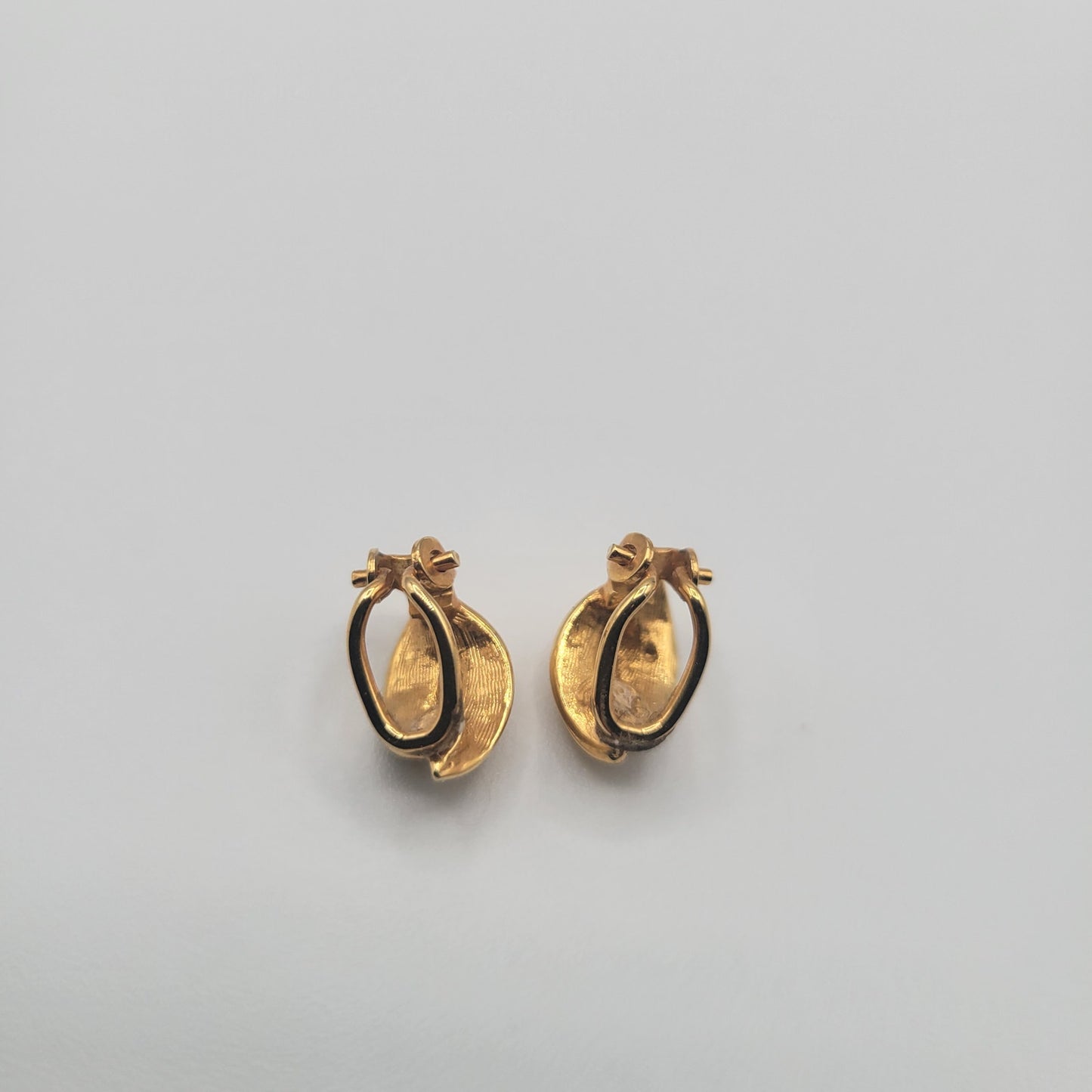 Vintage BARCS Silver TONE Amber Orange Glass CABOCHON Clip ON Earrings