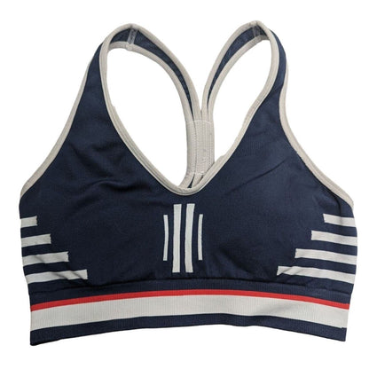 Champion Womens Sz S Sports Bra Lightly Padded Navy Blue White Red