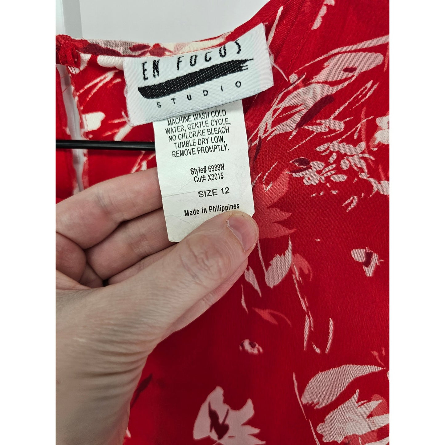 En Focus Studio Womens Sz 12 Maxi Length Sleeveless Floral Dress Red White