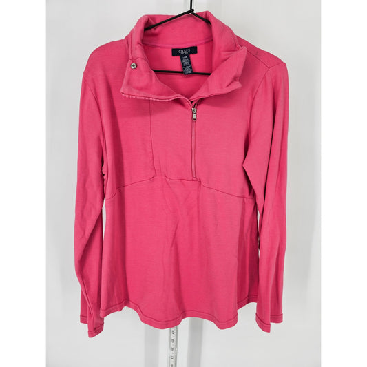 Chaps Womens Sz L 1/2 Zip Pullover Sweatshirt Pink Athletic