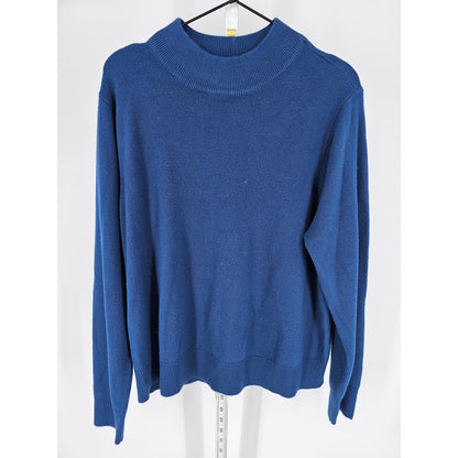 Elisabeth Williams Womens Sz PXL Petite Mock Neck Sweater Solid Blue