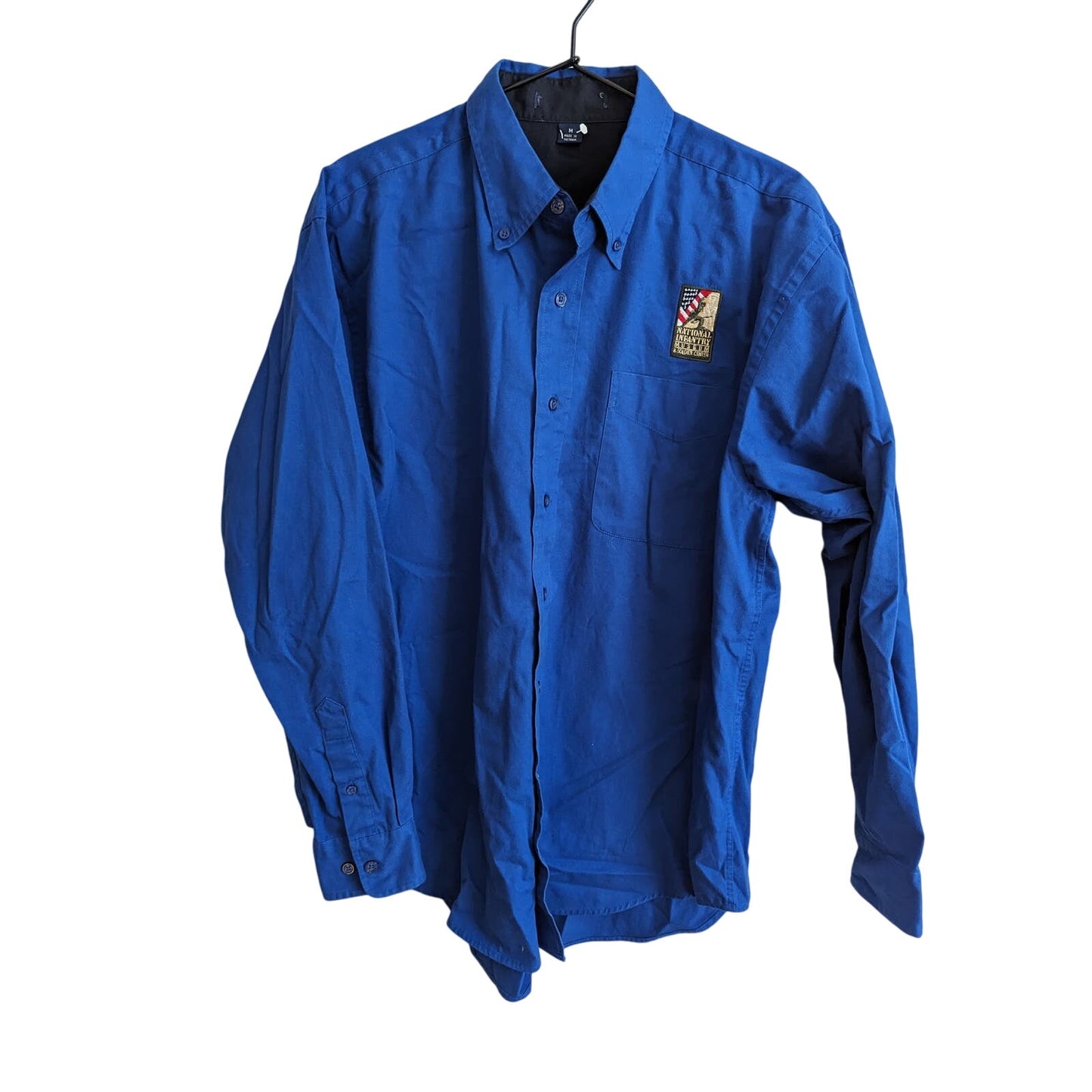 Mens Sz M National Infantry Museum & Soldier Center Blue Long Sleeve Button Down
