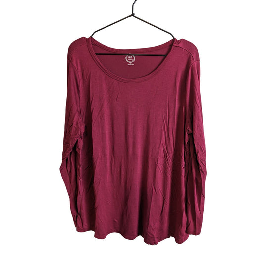 24/7 by Maurices Womens Sz 1X Long Sleeve T Shirt Burgundy Red