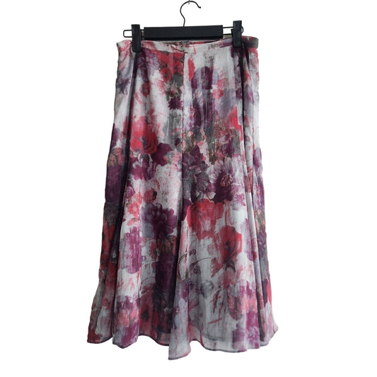 Sag Harbor Womens Sz 10 A Line Midi Skirt Pink Purple Floral