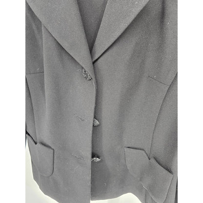 Vintage John Roberts Womens Sz 8 Blazer Jacket Black Beaded Collar