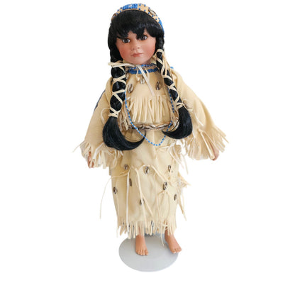 Vintage Native American Woman With Baby On Back Beautiful 17" Doll