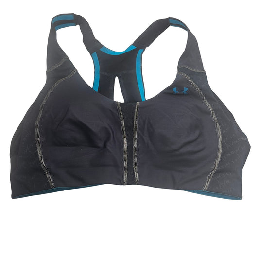 Under Armour Womens Sz S Lightly Padded Racerback Sports Bra Black Blue