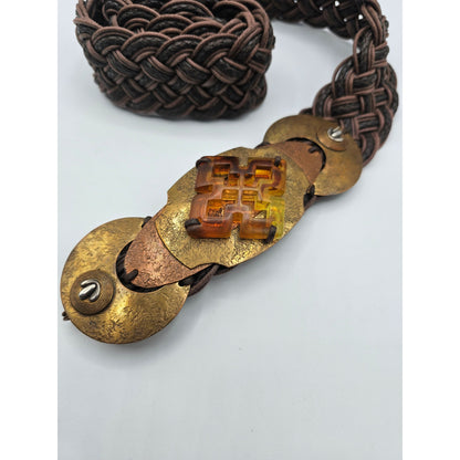 Vintage Marjorie Baer San Francisco Artisan Mixed Metal/Black Woven Belt Sz S