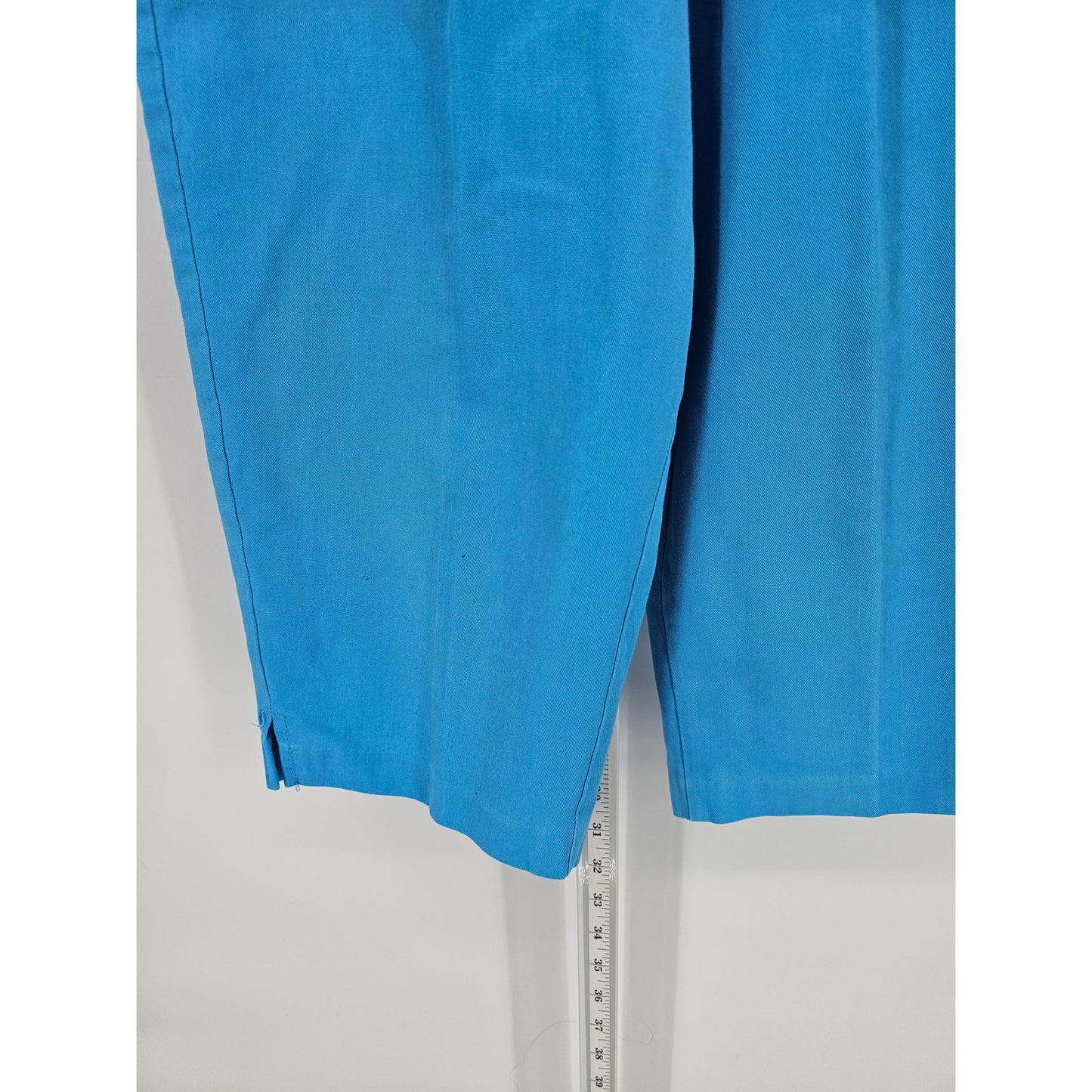 Vintage 1980s Double Take Womens Sz L Pull On Elastic Waist Capri Pants Blue