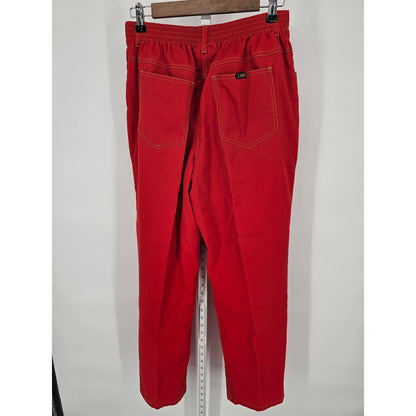 Vintage Y2K L.B. Blues Blair Womens Sz L Pull On Elastic Waist Pants Red