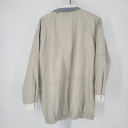 Vintage 1990s Outbrook Womens Sz M Slouchy Jacket Light Beige Button Front