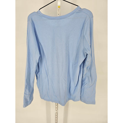 White Stag Womens Sz XL Long Sleeve T Shirt Light Blue 100% Cotton