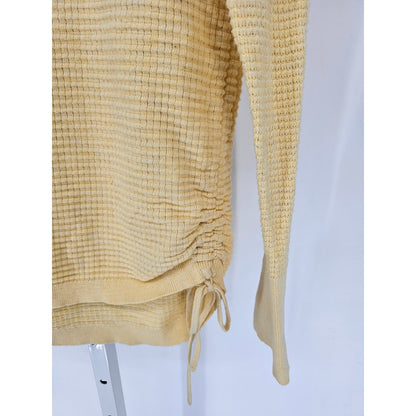 Maurices Womens Sz XS Long Sleeve Waffle Knit Top Butter Yellow Cinch Side