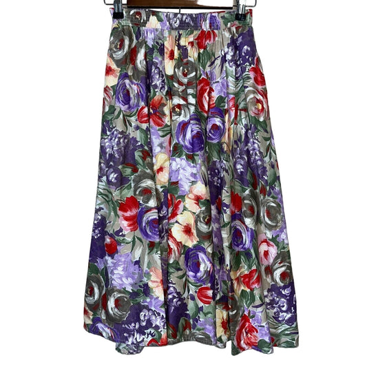 Vintage 1970s Tumbleweeds Womens Sz S Maxi Broom Skirt Floral Colorful