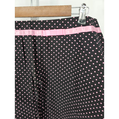 Vintage Y2K Juniors Sz 13 A Line Mini Skirt Black Pink Polka Dot