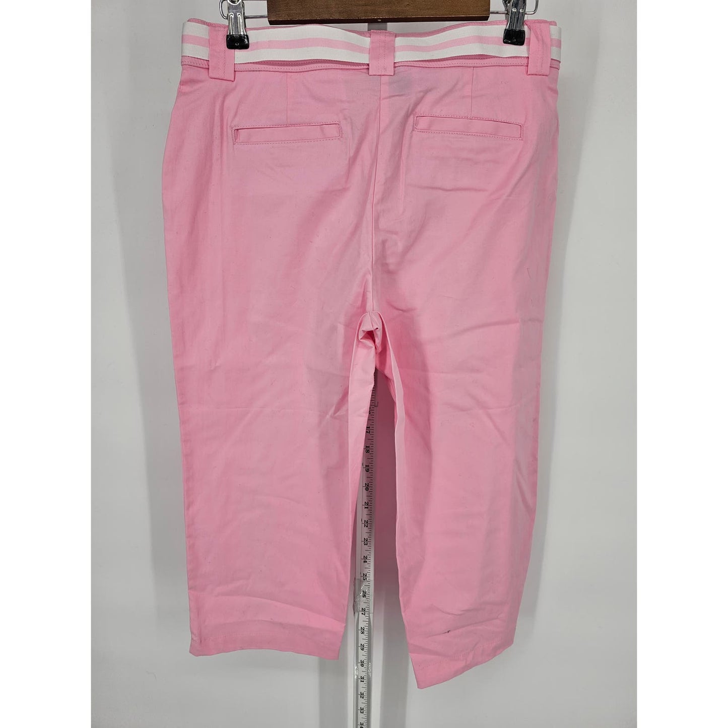 White Stag Womens Sz 8 Capri Straight Leg Pants Bubblegum Pink Belted