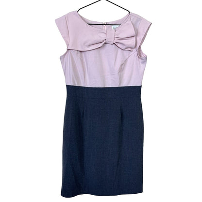 Vintage Olivia Matthews Womens Sz 12P Petite Purple Bow Front Mod Dress