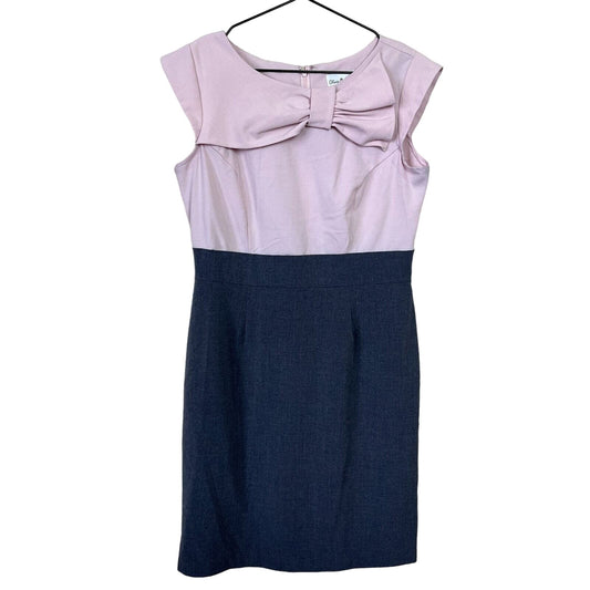 Vintage Olivia Matthews Womens Sz 12P Petite Purple Bow Front Mod Dress