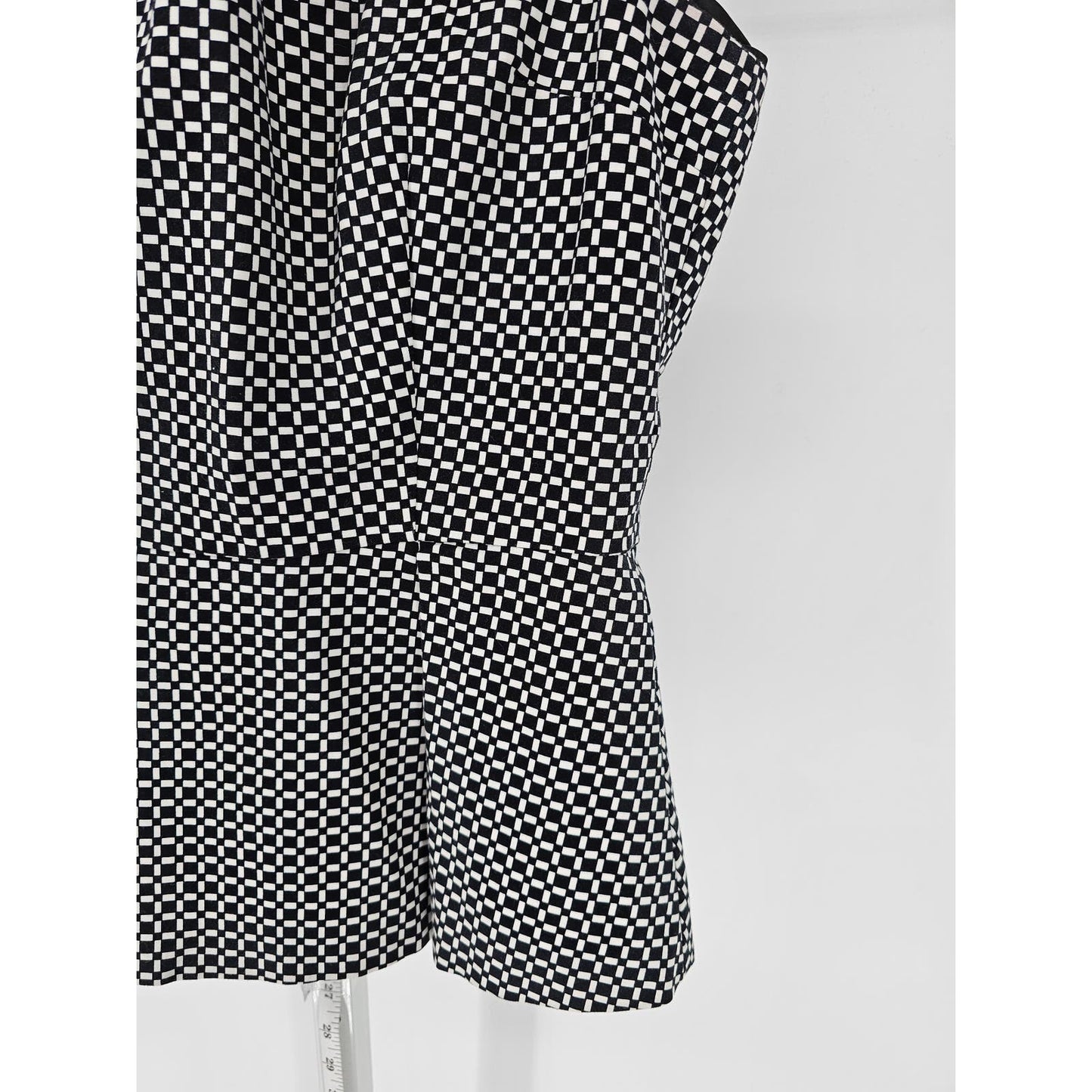 White House Black Market Womens Sz 2 Sleeveless Peplum Formal Top Windowpane