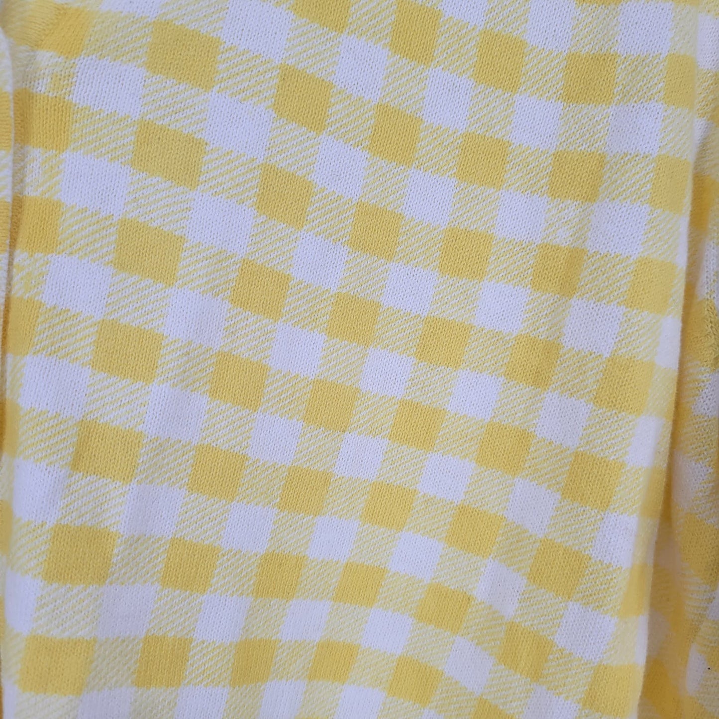 Kim Rogers Womens Sz L Lightweight Bright Yellow Buffalo Plaid Cardigan Sweater