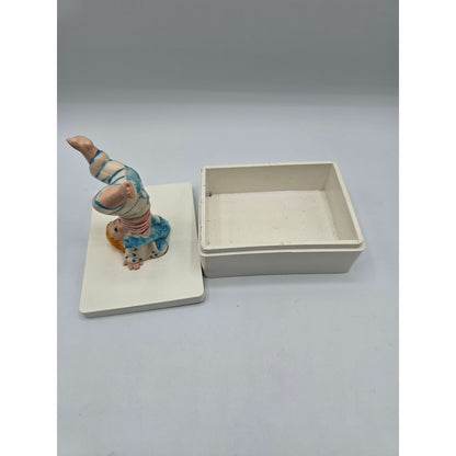 Vintage Lillian Vernon Made in Italy Trinket Box Whimsical Headstand Boy
