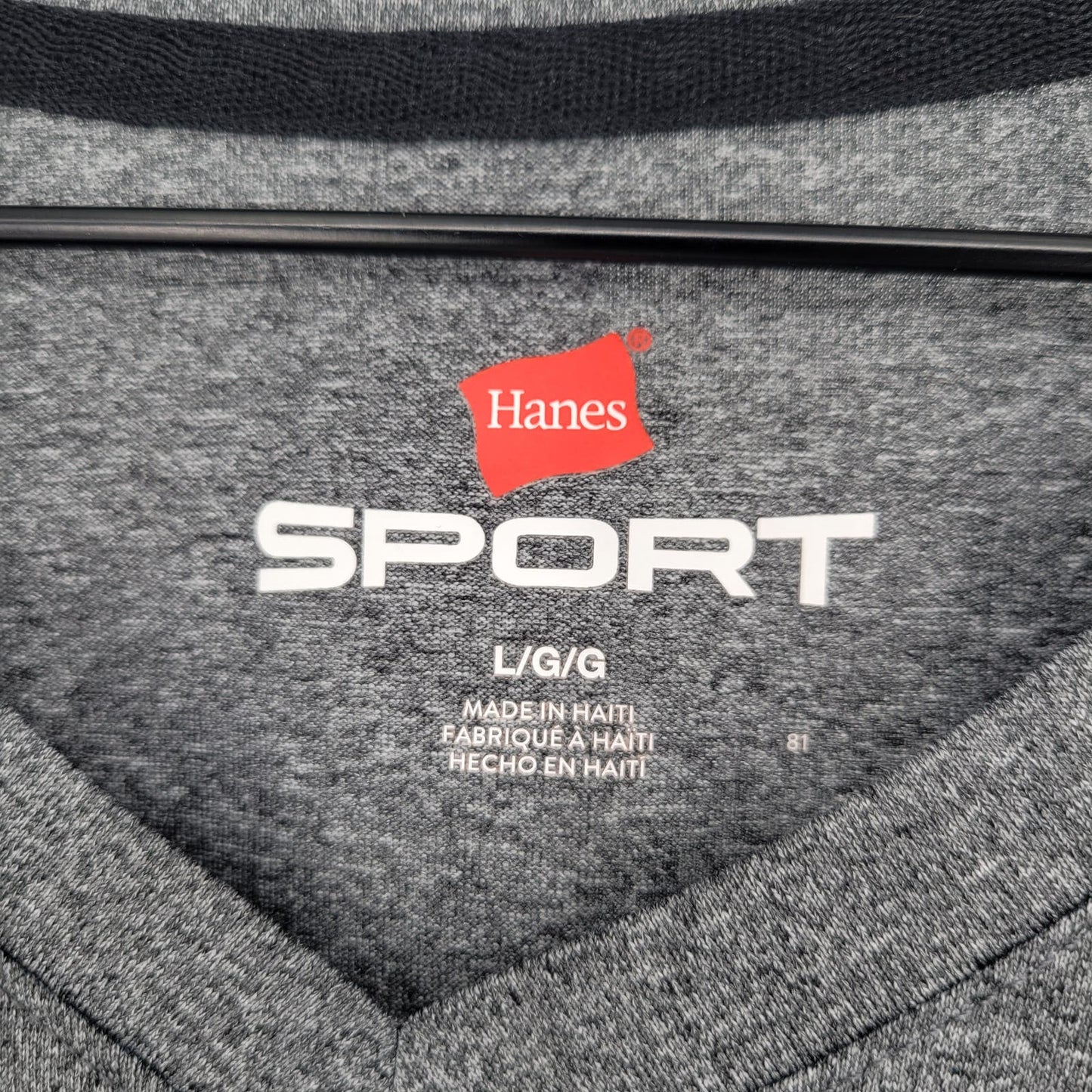 Hanes Sport Womens Sz L Long Sleeve Athletic T Shirt Gray V Neck