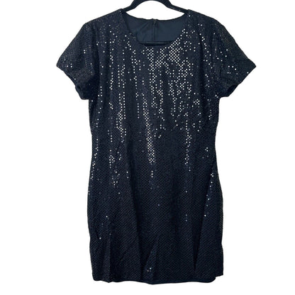 Late Edition Womens Sz 10 Vintage Little Black Dress Sequin Sparkly