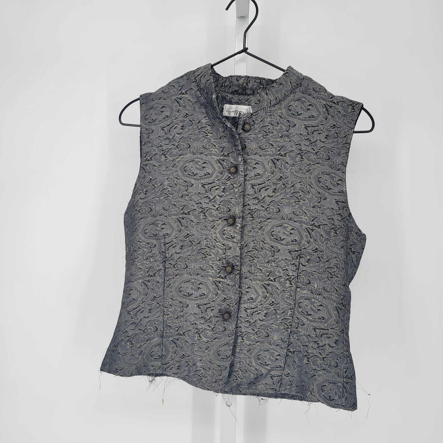 Vintage Geoffrey Beene Sport Womens Sz 10 Button Up Vest Blue Gold Quilted