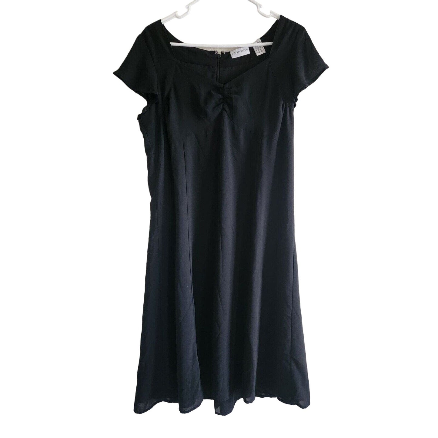 Jaclyn Smith Womens Sz 12 Solid Black Midi Dress Vintage Career