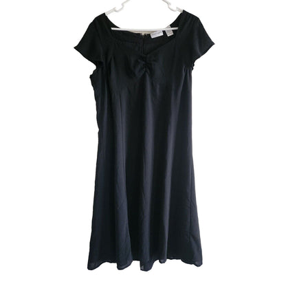 Jaclyn Smith Womens Sz 12 Solid Black Midi Dress Vintage Career