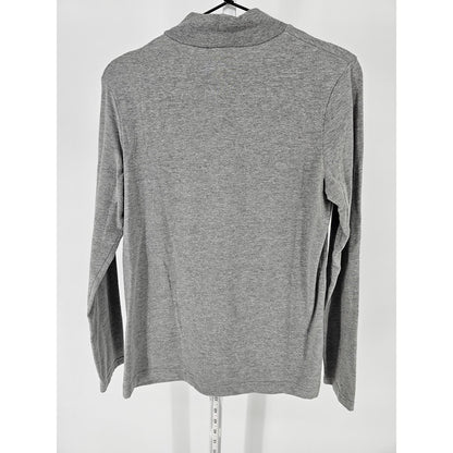 Croft & Barrow Womens Sz M Classic Tee Long Sleeve T Shirt Gray Mock Turtleneck