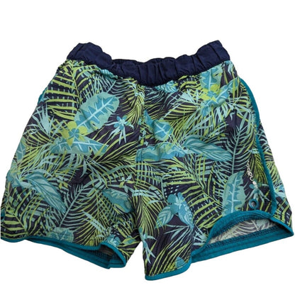 Nabaiji Decathalon Little Boys 3-4 4T Swim Trunks Lined Tropical Green Blue