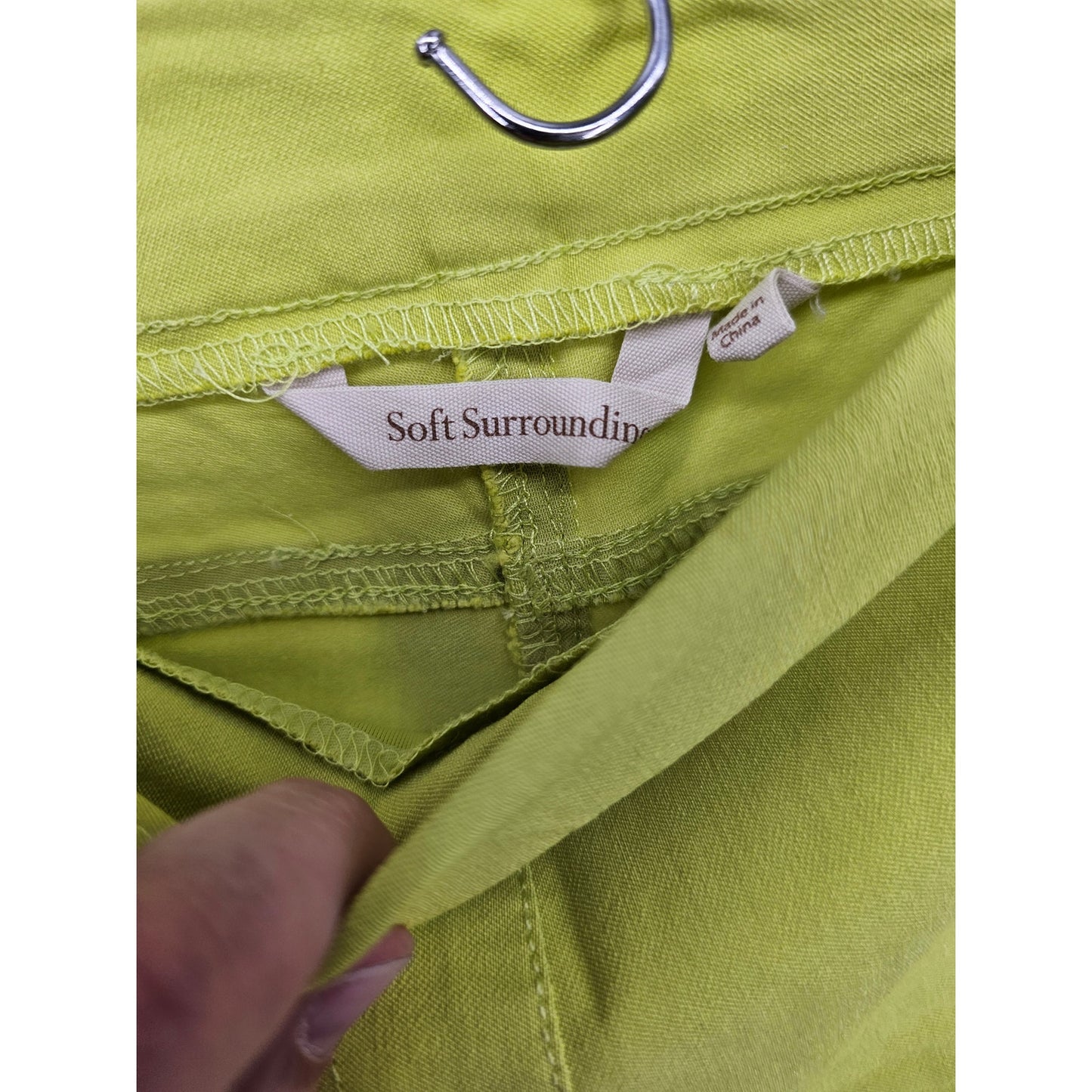 Soft Surroundings Womens Sz S Bright Lime Green Pull On Pants Sz S