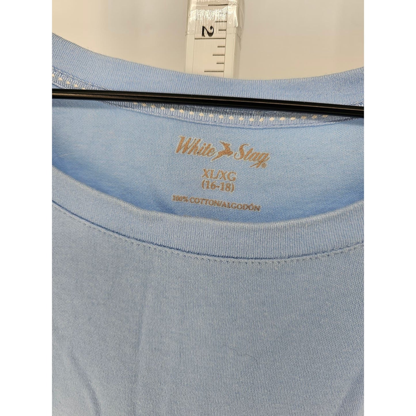 White Stag Womens Sz XL Long Sleeve T Shirt Light Blue 100% Cotton