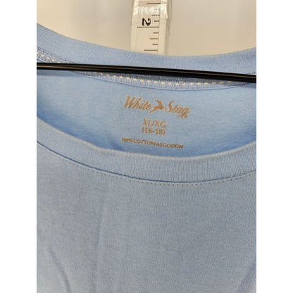 White Stag Womens Sz XL Long Sleeve T Shirt Light Blue 100% Cotton