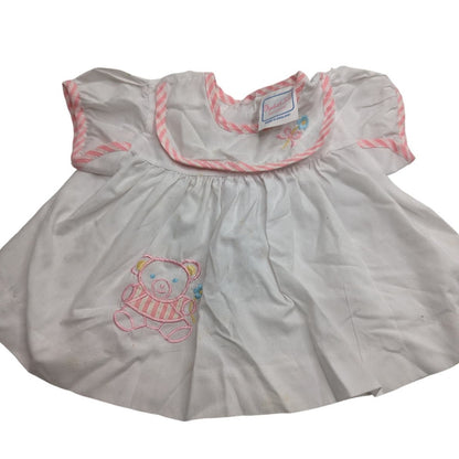 Vintage Elizabeth Jane Nottingham Sz 3M Baby Dress Pink White Embroidered