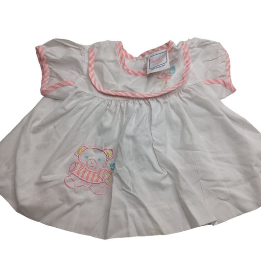 Vintage Elizabeth Jane Nottingham Sz 3M Baby Dress Pink White Embroidered