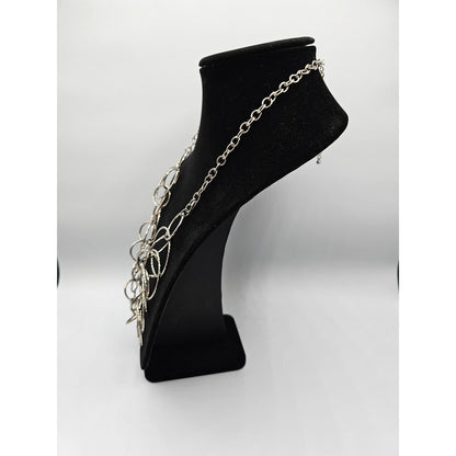 Vintage 1990s Silver Tone Large Circle Chain Necklace