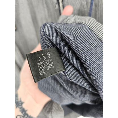 Lafayette 148 Womens Sz 4 Zip Up Safari Style Jacket Conductor Stripe Blue