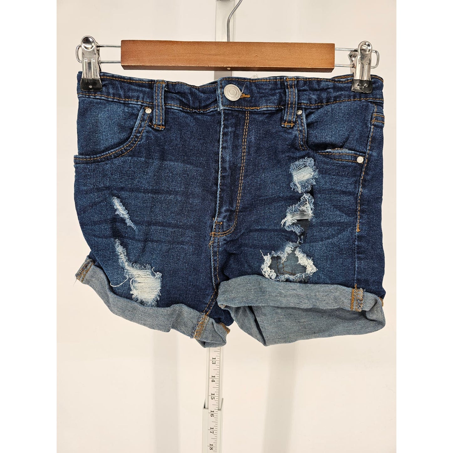 Charlotte Russe Juniors Sz 1 Distressed High Rise Blue Jean Shorts