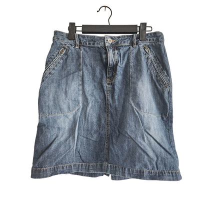 Vintage 1990s Eddie Bauer Womens Sz 8 A Line Denim Blue Jean Skirt