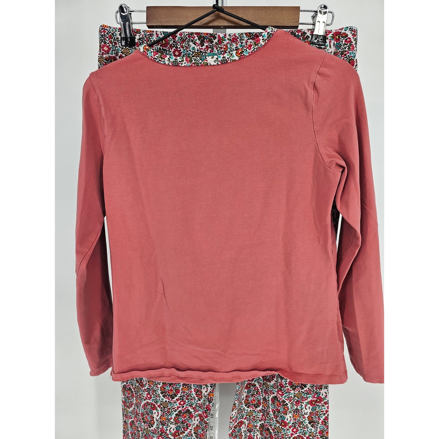 Lands End Womens Sz S Long Sleeve Pajama Set Pink Floral Lounge Pants