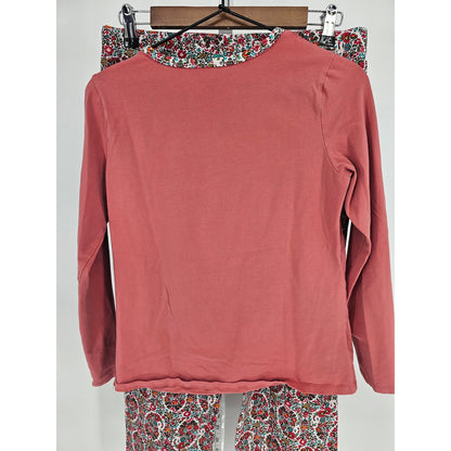 Lands End Womens Sz S Long Sleeve Pajama Set Pink Floral Lounge Pants